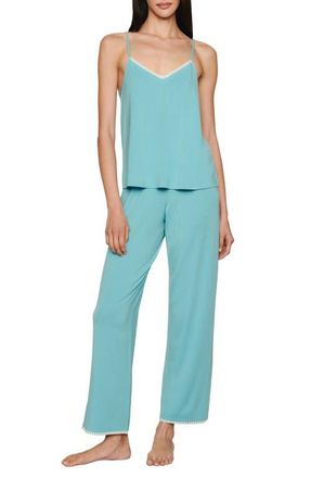 Eberjey Frida Cami Pajamas in Blue Lagoon/Ivory at Nordstrom, Size X-Large
