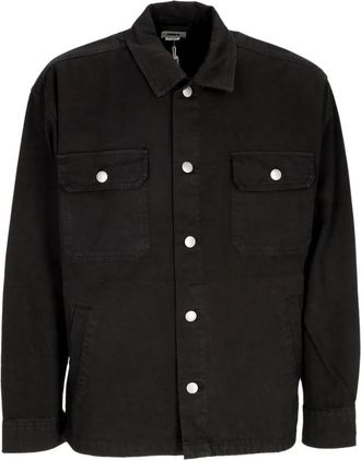 Obey Zwarte Shirtjas met Kraag - Heren - Zomerjassen - Zwart - M - Katoen - Jassen