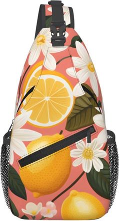 Generic Pink Background Lemon Crossbody Bag Trendy Chest Bag Anti Theft Backpack For Shopping Women Men