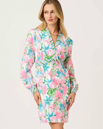 Lilly Pulitzer Phillipa V-Neck Stretch Dress In Resort White Viney Liney