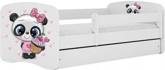 Topeshop Happy - Childrens panda bed 140 x 80 cm box spring + mattress + drawers