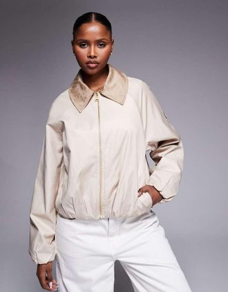 Barbour Ozara - Giacca bomber beige a pieghe-Neutro