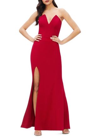 Dress The Population Fernanda Strapless Evening Gown in Garnet at Nordstrom, Size Small