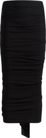 Khaite Aura Rok met Watervalplooien - Dames - Midirokken - Zwart - S - Rokken