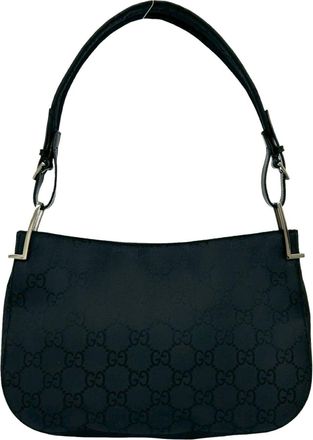 Gucci Black Nylon Leather Handbag Shoulder Bag Tote Bag (Pre-Owned)