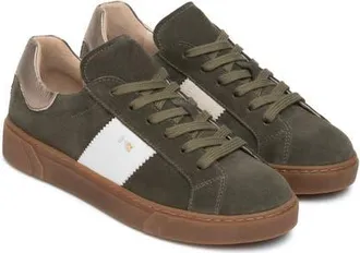 Nero Giardini Retro Low Top Leather Sneaker in Olive at Nordstrom, Size 38
