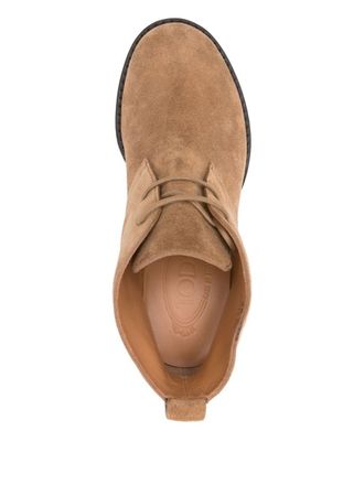 Tod's Suede Lace-Up Ankle Boot - Camel