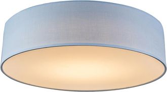 QAZQA Moderno Plaf&oacute;n Azul 40 Cm Con Led - Drum Led Textil /acero Redonda Incluye Led Max. 1 X 20 Watt - Qazqa
