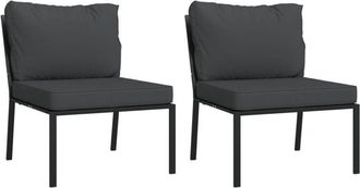 vidaXL Sillas De Jard&iacute;n 2 Uds Acero Con Cojines Gris 60x74x79 Cm Vidaxl