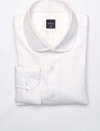 Brisk Club Collar Pima Cotton Twill Shirt in Pearl White at Nordstrom, Size 16