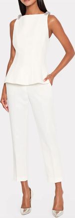 Milly Ruby Cady Crystal Bow Top In Ecru