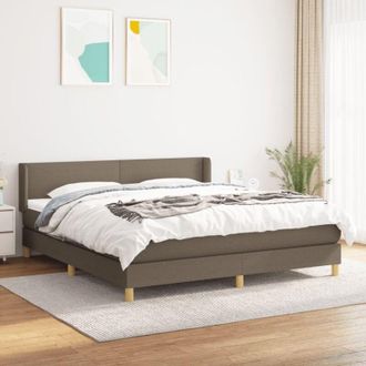 vidaXL Vidaxl - Cama Box Spring Con Colch&oacute;n Tela Gris Taupe 160x200 Cm