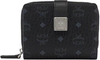 MCM Aren Brass Plate Wallet in Visetos in Black at Nordstrom