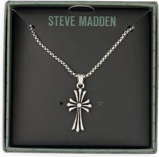 Steve Madden Cross Pendant Necklace in Shiny Rhodium at Nordstrom Rack