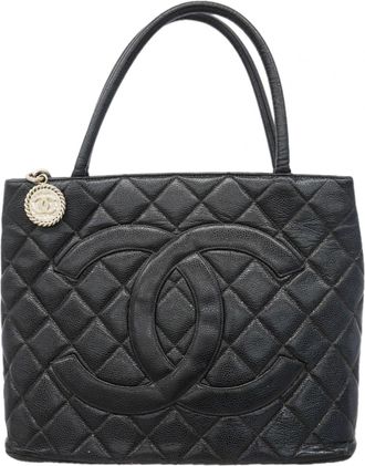 Chanel Black Grained Calfskin Tote Bag (Pre-Owned)