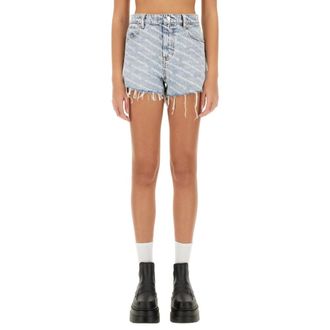 Alexander Wang Alexander Wang, Denim Shorts, female, Blue, Size: W27 High Waist Cotton Denim Shorts