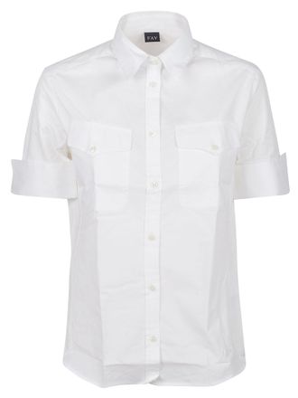 Fay Short Sleeve Structured White Cotton Shirt