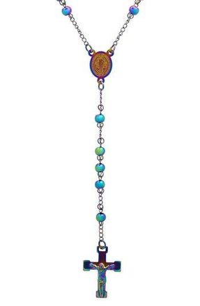 Steeltime Mens Rosary Crucifix Necklace in Multi at Nordstrom Rack