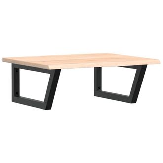 Berkfield Home Basin Shelf Wall Mounted Steel & Solid Wood Oak in Light Oak