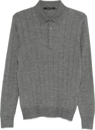 Tagliatore Round-neck Knitwear, male, Gray, Size: XL Rhys Polo Shirt