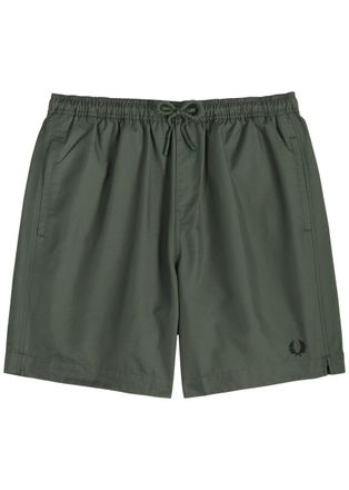 Fred Perry Logo-embroidered Shell Swim Shorts - Dark Green - Xxl