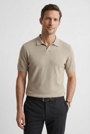 Olymp Poloshirt OLYMP Strick Casual, Herren, Gr. XXL, beige, Feinstrick, Obermaterial: 50% Baumwolle, 50% Lyocell, unifarben, regular fit h&uuml;ftbedeckend, Rip
