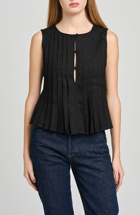 Wayf Romy Pleated Top in Black at Nordstrom, Size X-Small