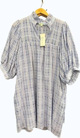 Jade Yoga Womens High Neck Puff Sleeve Dress In Denim
