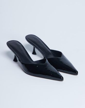 Topshop Ivette - Sabot neri verniciati effetto coccodrillo a punta chiusa-Nero