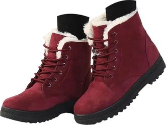 Generic Snow Boots for Women Winter Wide Fit Ankle Booties Warm Faux Fur Lined Orthopedic Shoes Comfortable Lace up Pull on Walking Boot Lightweight Waterproo