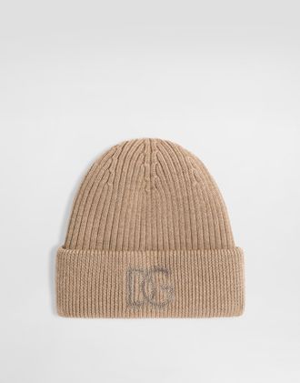Dolce & Gabbana Virgin Wool Hat With Logo - Man Hats And Gloves Beige Tgu