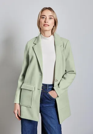 Street One Outdoorjacke STREET ONE, Damen, Gr. 40, light mint gr&uuml;n, Web, Obermaterial: 90% Polyester, 10% Viskose, unifarben, regular fit Po-bedeckend, gerader A