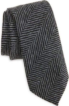 BOSS Herringbone Wool Tie in Dark Grey at Nordstrom