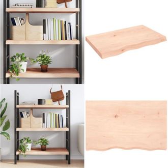 vidaXL Ripiano a Parete 80x50x(2-6) cm Massello Rovere Non Trattato - Ripiano in rovere - Ripiano in legno