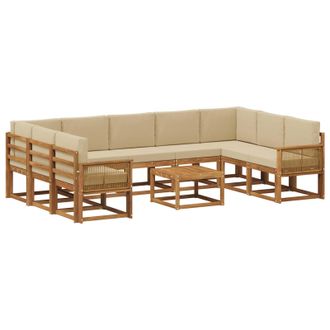 vidaXL Conjunto De Sof&aacute;s De Exterior Con Coj&iacute;n 10 Pcs Natural Y Beige Vidaxl