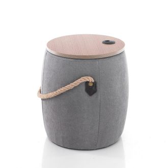 Oresteluchetta Puf con almacenaje de tejido gris &oslash;40xh45 cm