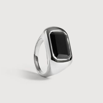 Monica Vinader Sterling Silver Power Cocktail Ring Black Onyx