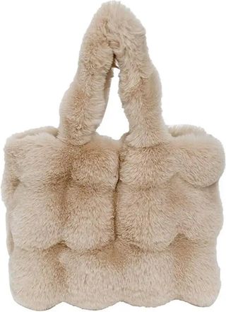 Generic Womens Plush Bags Plush Shoulder Bag Women Fluffy Handbag Large Capacity Casual Commuting Carrying Soft Shopper(Color 01)