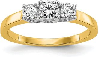 Diamond2Deal 14k Gold Lab Grown Diamond 3-Stone Band Ring 0.54Ct Clarity- VS Color- G-H
