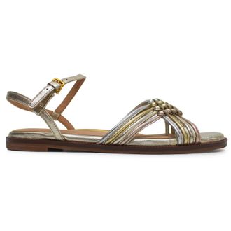 Cole Haan Jitney Knot Leather Womens Flats Sandals - Gold Silver Rose - Size:UK 4.5
