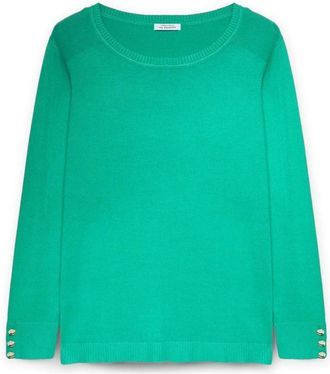 Fiorella Rubino Pullover met Lenzing Ecovero Viscose - Dames - Ronde hals truien - Groen - L - Truien & Vesten