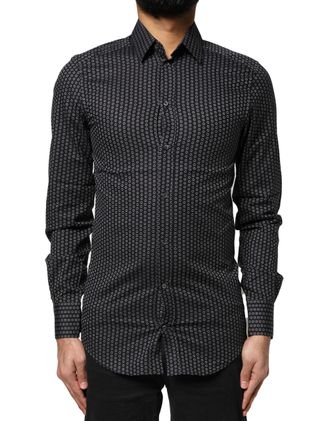Dolce & Gabbana Geometric Patterned Cotton Shirt - Black