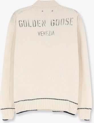 Golden Goose Mens Sweater Ribbed Cotton Beige