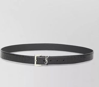 Saint Laurent monogram leather belt adjustable square buckle