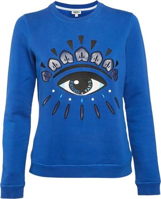 Kenzo Sweater met borduurwerk en patroon - Blauw
