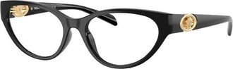 Versace Eyeglasses Cat Eye Full Rim, Shiny Black Frame And Clear Demo Lens Lens Ve3372Ugb1