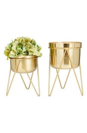 CosmoLiving by Cosmopolitan Goldtone Metal Modern Planter with Removable Stand - Set of 2 at Nordstrom Rack