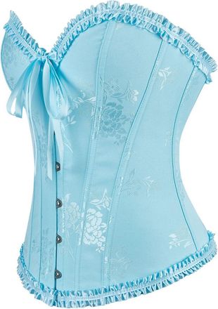 Generic Womens Corset Tops Lace Up Satin Boned Overbust Corsets Shapewear Vintage Plus Size Strapless V Neck Bodyshaper Gothic Medieval Underbust Bustier Ling