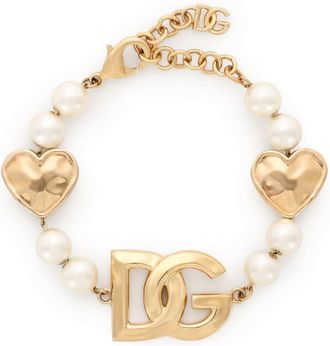 Dolce & Gabbana DG-logo bracelet - women - Plastic/Brass - One Size - Gold