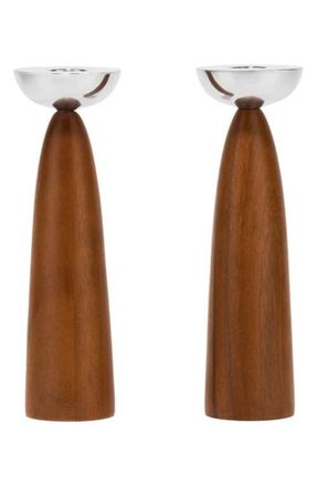 Namb&eacute; Unity Sabbath Set of 2 Candleholders in Brown/Silver at Nordstrom